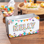 Personalised Easter Egg Butterfly Food Grade Metal Biscuit Tin Storage Box with Name Easter Party Gift for Kids