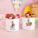 Lait de Pâques Personnalisé 12 oz Mug émaillé Drawstring Treat Bag Set with Name Happy Easter Gift for Boys Girls