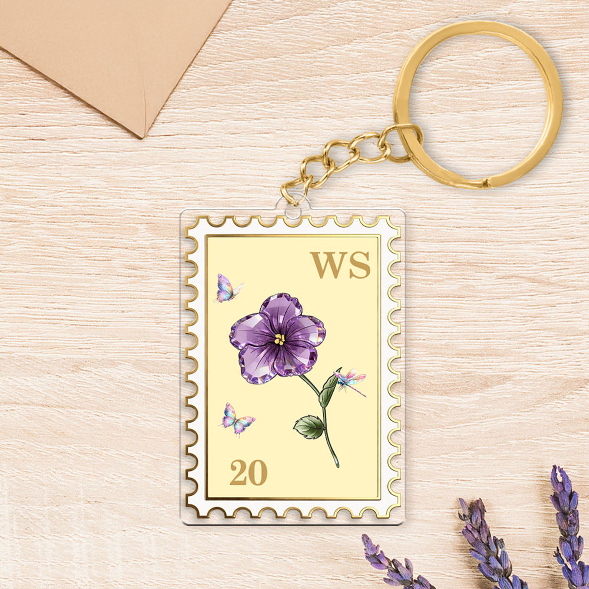 Porte-clés personnalisé en acrylique avec nom, fleur de naissance en cristal et tampon émaillé Cadeau d'anniversaire et de Saint-Valentin pour la meilleure amie et la mère