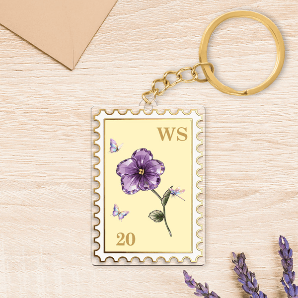 Personlig nyckelring i akryl med namn Födelseblomma i kristallstil Emaljeeffekt Stämpel Födelsedag Alla hjärtans dag Present till bästa vän Mamma