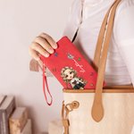 Personalised Cartoon Character Birth Flower Butterfly Wristlet Wallet with Name Daily Use Birthday Gift for Women Book Lovers