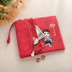 Personalised Cartoon Character Birth Flower Butterfly Wristlet Wallet with Name Daily Use Birthday Gift for Women Book Lovers