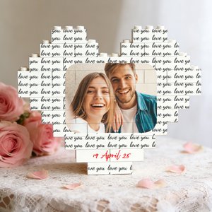 Cuore d'amore personalizzato ABS Stand Building Brick Puzzles con foto e testo Room Decor Anniversario regalo di San Valentino per la coppia