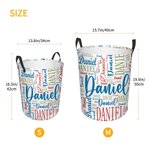 Personalized Word Cloud Name Laundry Storage Basket with Handle Bathroom Nursery Decoration Housewarming Birthday Gift for Family Kids