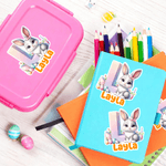 Personalized Cute Easter Bunny Initial Waterproof Sticker with Name Easter Party Gift Decoration for Kids