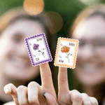 Personalised Crystal Birth Flower Postage Stamp Design Stickers with Initials Face Value Biryhday Gift for Family Friends