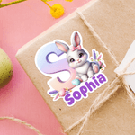 Personalized Cute Easter Bunny Initial Waterproof Sticker with Name Easter Party Gift Decoration for Kids