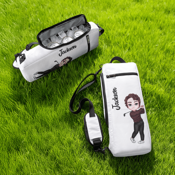 Personalized Cartoon Character Insulated Beer Cooler Bag with Name Sports Accessories Golf Club Birthday Gift for Golf Lovers