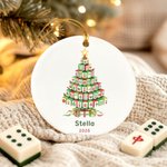 Ornement de Noël personnalisé en céramique avec nom et année Cadeau de Noël pour la famille, les amis et les amateurs de Mahjong
