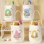 Personalized Butterfly Cute Rabbit Bunny Ears Easter Basket with Name and Initial Eggs Hunting Party Favor Easter Gift for Kids