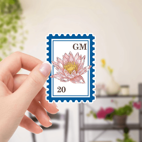 Personalized Crystal Birth Flower Postage Stamp Design Stickers with Initials Birthday Valentine's Day Gift for Penpals Family Women