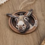 Ornement personnalisé en bois en forme d'âne avec nom Cadeau d'anniversaire pour les fermiers et les amoureux des ânes