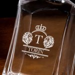 Carafe à Whisky Monogramme Couronne de Lion Personnalisée avec Nom Gravé Cadeau d'Anniversaire pour Amateur de Whisky