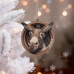 Ornement personnalisé en bois en forme d'âne avec nom Cadeau d'anniversaire pour les fermiers et les amoureux des ânes