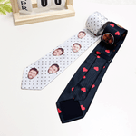 Personalised Polka Dots Beer Love Heart Photos Soft Tie Novelty Accessory Father's Day Birthday Anniversary Gift for Grandpa Dad Man