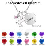 Personligt halsband med enhörning födelsesten och graverad namnbricka perfekt födelsedagspresent till kvinnor och flickor
