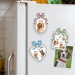 Personalisierte Aquarell 1-3 Haustier Fotos Bogen Rahmen Acryl Kühlschrank Magnet mit Namen Home Decor Haustier Party Geburtstag Geschenk für Tierbesitzer Liebhaber