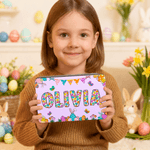 Personalised Easter Egg Butterfly Food Grade Metal Biscuit Tin Storage Box with Name Easter Party Gift for Kids