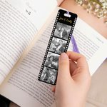 Personalisiertes Fotostreifen Lesezeichen im Filmrolle Design mit 4 Fotos Wunschtext Geburtstag Jahrestag Valentinstag Geschenk für Partner Familie