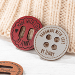 Personalized Handmade with Love PU Leather Button Set of 10 Clothing Hat Labels with Engraved Name Birthday Gift for Knitting Crocheting Lovers