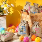 Personalized Cute Bunny Ears Excavator Initial Drawstring Candy Gift Bag with Name Easter Holiday Party Favors Gift for Boys Girls