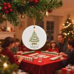 Ornement de Noël personnalisé en céramique avec nom et année Cadeau de Noël pour la famille, les amis et les amateurs de Mahjong