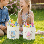 Personalized Butterfly Cute Rabbit Bunny Ears Easter Basket with Name and Initial Eggs Hunting Party Favor Easter Gift for Kids