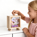 Personalized Happy Easter Cute Easter Bunny Clear Window Money Box Piggy Bank with Initial and Name Room Decor Easter Gift for Kids