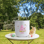 Personalised Cute Butterfly Bunny Easter Egg Canvas Easter Basket with Name Eggs Hunting Party Easter Gift for Kids