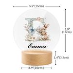 Personalisierte Blume Kaninchen Initiale LED-Nachtlicht mit Namen und hölzerne Basis Raumdekoration Geburtstag Ostern Party Favor Geschenk für Kinder