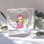 Personalisierte Cartoon Graduation Herz Quadratische Acrylplakette mit Namen Tisch Deko Geburtstag Graduierung Geschenk für Absolventen