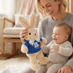 Personalized Cute Rabbit Easter Egg Bow 100% Cotton Plush Bunny Stuffed Toy with Initial and Name Easter Gift for Newborns Toddlers Kids