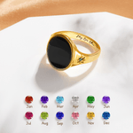 Personalized Heat-Activated Hidden Photo Sterling Silver Ring with Two Birthstones and Text Memorable Jewelry Birthday Anniversary Gift for Women