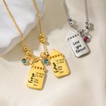 Personalised Baby Birth Stats 1-3 Baby Bottle Necklace with Engraved Text and Birthstone Birth Announcement Baby Shower Gift for Kid New Mom