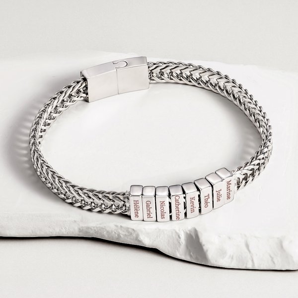 Bracelet de style tressé personnalisé avec 1-12 noms gravés - Cadeau d'anniversaire Saint-Valentin pour les hommes