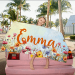 Personlig akvarellblomst hurtigtørkende overdimensjonert mikrofiber strandhåndkle med navn strandfest feriegave til familie venner