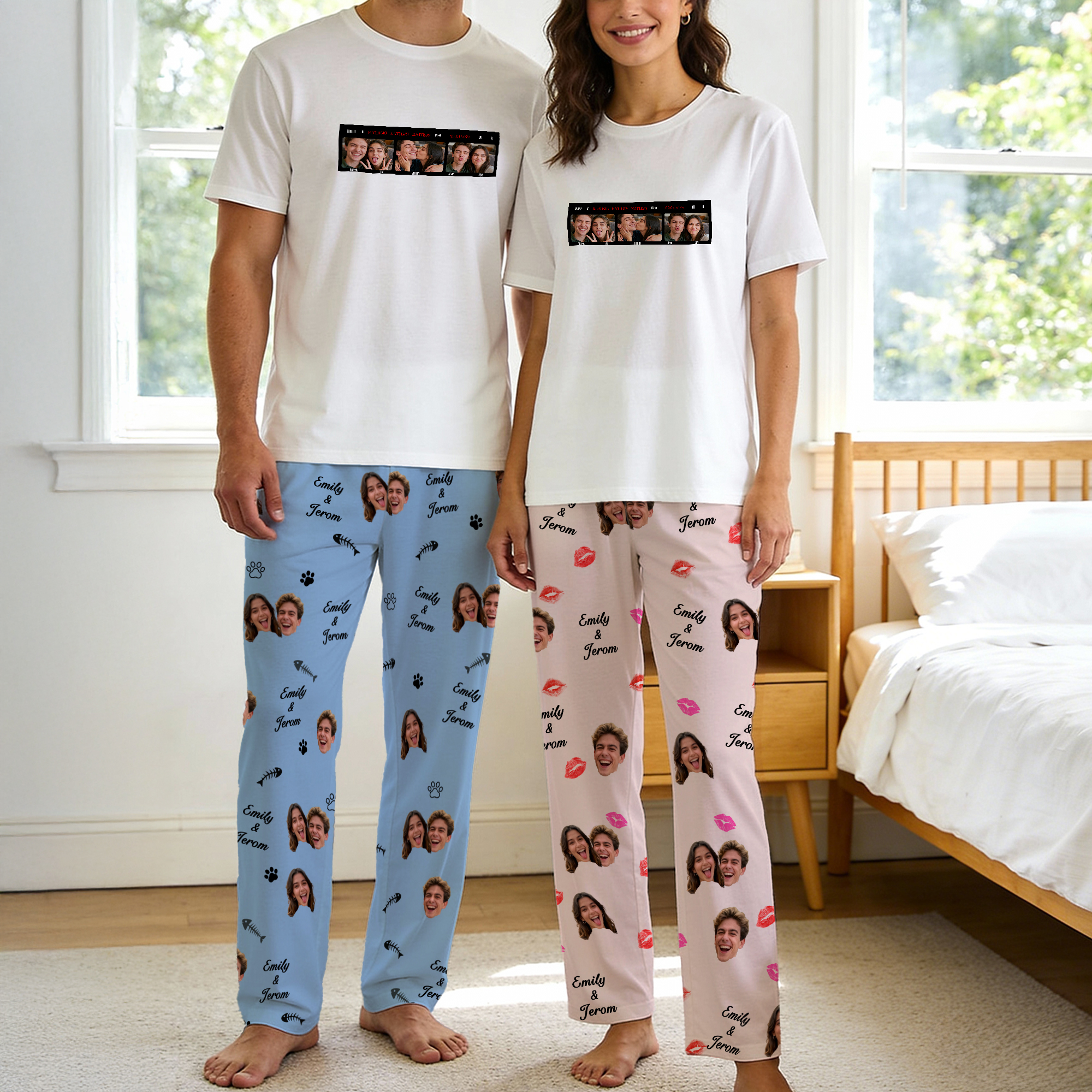 Pyjama adulte personnalisé avec noms et dates Cadeau d'anniversaire de Saint-Valentin pour couple