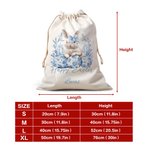 Personalized Floral Easter Bunny Egg Drawstring Canvas Treat Bag with Name Easter Egg Hunt Party Gift for Kids