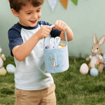 Personalized Cute Peter Rabbit Initial Bunny Ears Easter Basket with Name and Tail Easter Party Gift for Kids