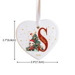 Personalised Cartoon Character Christmas Tree Ceramic Ornament with Initial and Name Christmas Decor  Gift for Family Kids