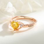 Personoitu sydänmuotoinen lupaussormus syntymäkivellä ja zirkonilla kaiverretulla tekstillä lahja naiselle syntymäpäiväksi ystävänpäiväksi tai häihin