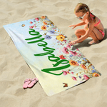 Personlig akvarellblomst hurtigtørkende overdimensjonert mikrofiber strandhåndkle med navn strandfest feriegave til familie venner