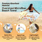 Personlig akvarellblomst hurtigtørkende overdimensjonert mikrofiber strandhåndkle med navn strandfest feriegave til familie venner