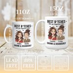 Personalized Best Friends Cartoon Characters 11 oz 15 oz Ceramic Mug with Names Daily Use Anniversary Birthday Gift for Besties