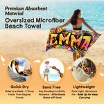 Gepersonaliseerde Muziek Sport Ster Graffiti-Art Sneldrogend Oversized Microfiber Strandlaken met Naam Strandfeest Verjaardagscadeau voor Kind Familie