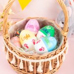 Personalised Multicolor Rabbit Ears Paw Easter Egg Ornament with Name Desk Decor Basket Stuffer Easter Party Gift for Family Kids