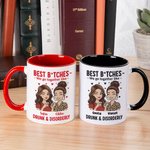 Personalized Best Friends Cartoon Characters 11 oz 15 oz Ceramic Mug with Names Daily Use Anniversary Birthday Gift for Besties