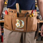 Personalized Floral Initial Adjustable Tool Pouch Belt with Name and Multiple Pockets Utility Work Birthday Gift for Men Electricians Carpenters