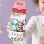 Bottiglia d'acqua isolata per bambini con nome e cannuccia Regalo di compleanno per ragazzi e ragazze per la scuola.