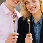 Personligt vintagehandtag tårtgaffel kniv servering skärset med namn datum och låda bröllop förlovning årsdag present för par nygifta